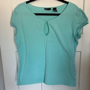 New York & Company Light Blue Short Sleeve Top